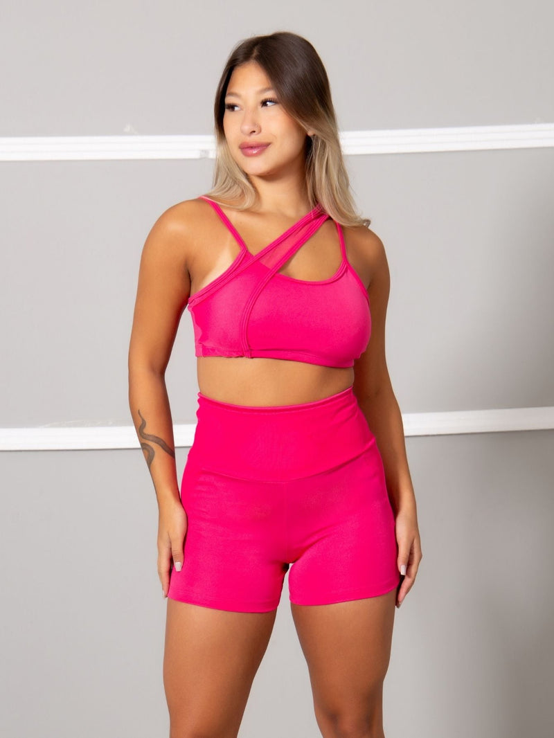 Conjunto fitness Detalhe em Tule (bermuda+top)