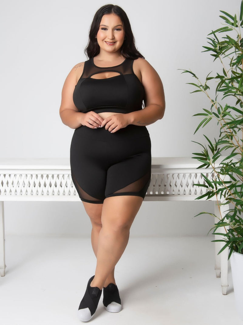 Conjunto Plus Size Detalhe em Tule ( Bermuda + Top)