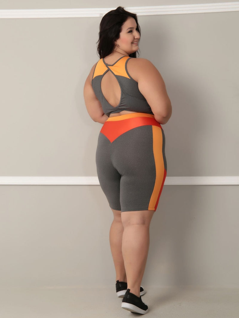 Conjunto Fitness Trilobal (Bermuda + Top C/Bojo) Plus Size