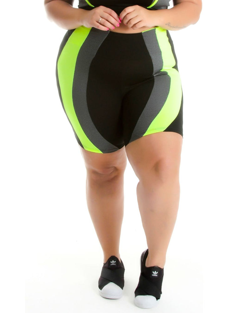 Bermuda Fitness Detalhe Em Neon Plus Size