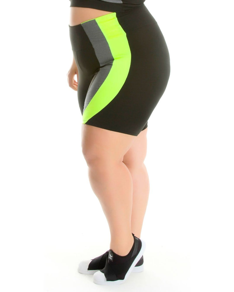 Bermuda Fitness Detalhe Em Neon Plus Size