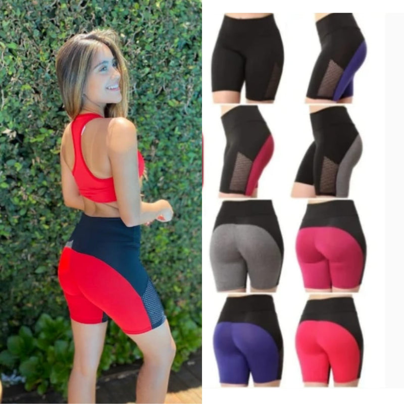 Kit 3 Bermudas Com Detalhe Em Tela Fitness